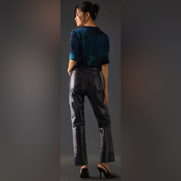 NWT AGOLDE Recycled Leather 90's Pinch-Waist Pants in Carbon - Picture 3 of 10